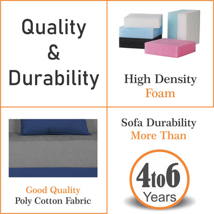 Adorn India Easy Desmond 3 Seater Sofa Cum Bed 5 X 6 (Blue & Grey) (1 Year Warranty)