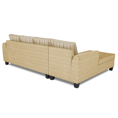Adorn India Raiden Stripes L Shape 6 Seater Sofa Set with Center Table (Left Hand Side) (Beige) (3 Year Warranty)