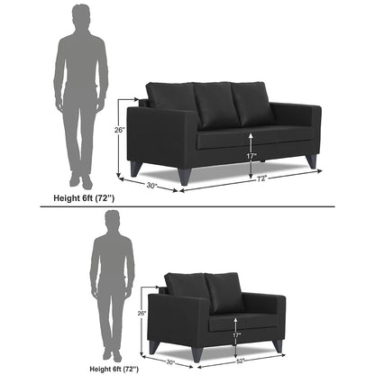 Adorn India Straight line Plus Leatherette 3+2 5 Seater Sofa Set (Black) (3 Year Warranty)