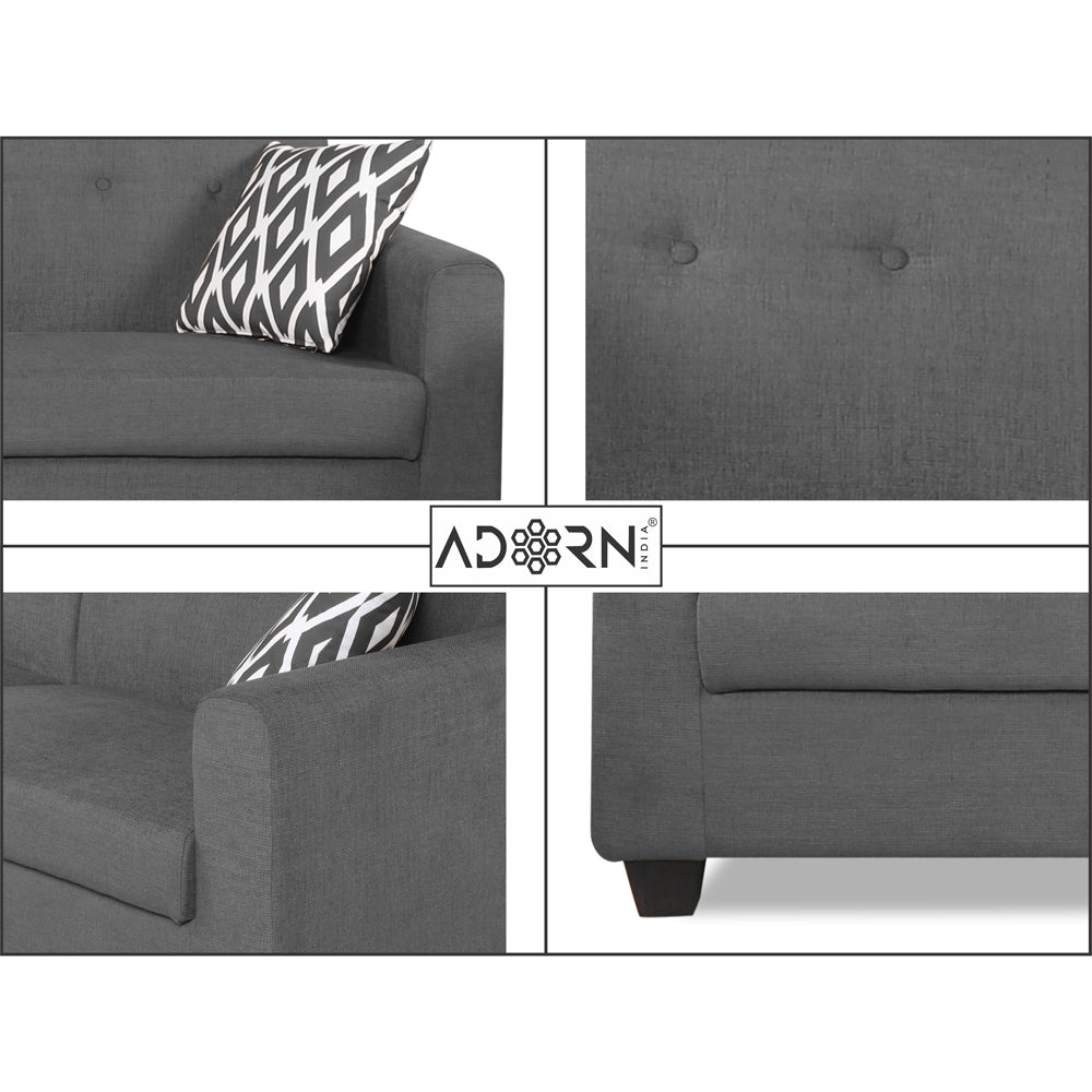 Adorn India Wood Blazer Plus 3-1-1 Five Seater Sofa Set (Grey)