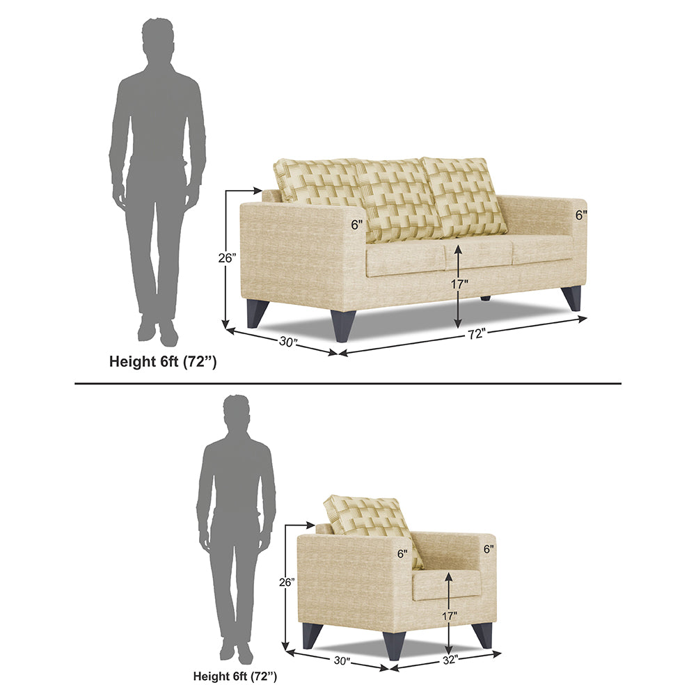 Adorn India Straight line Plus Bricks 3+1+1 5 Seater Sofa Set (Beige) (3 Year Warranty)