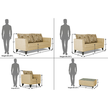 Adorn India Sheldon Crafty 3+2+1 6 Seater Sofa Set with Centre Table (Beige)