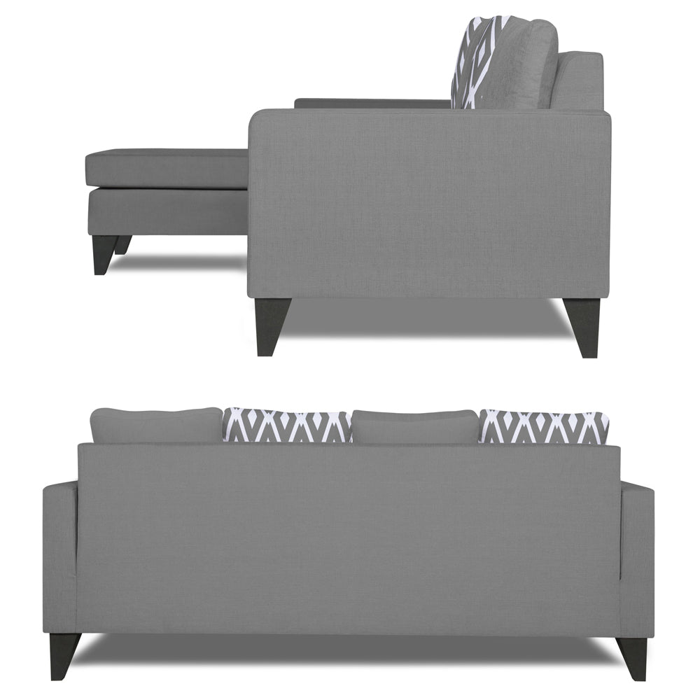 Adorn India Beetle Rhombus L Shape 5 Seater Sofa Set LHS (Grey) (3 Year Warranty)