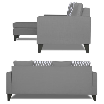 Adorn India Beetle Rhombus L Shape 5 Seater Sofa Set LHS (Grey) (3 Year Warranty)