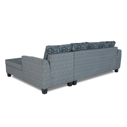 Adorn India Raiden Crafty L Shape 6 Seater Sofa Set with Center Table (Right Hand Side) (Grey) (3 Year Warranty)
