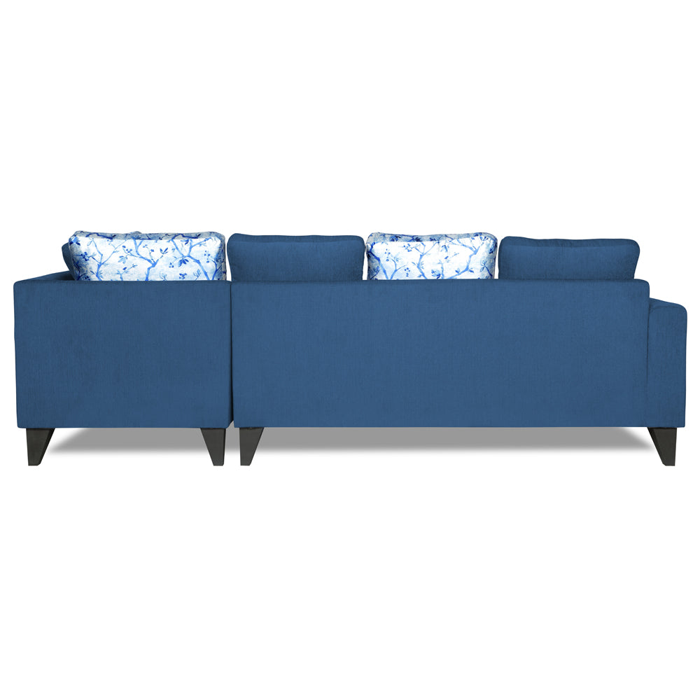 Adorn India Bryson L Shape 6 Seater Sofa Set Digitel Print (Right Hand Side) (Blue) (3 Year Warranty)