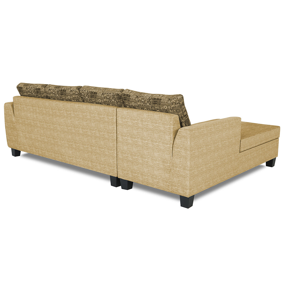 Adorn India Raiden Crafty L Shape 6 Seater Sofa Set with Center Table (Left Hand Side) (Beige) (3 Year Warranty)