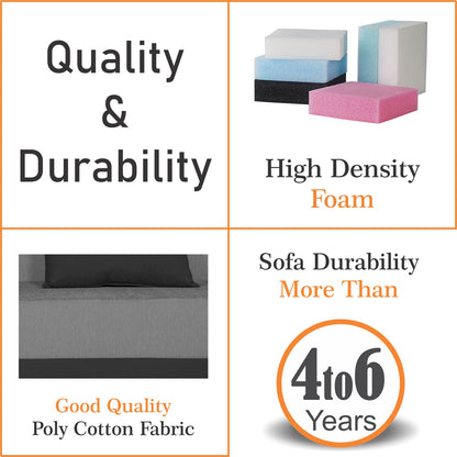 Adorn India Easy Desmond 3 Seater Sofa Cum Bed 5 X 6 (Grey & Black) (1 Year Warranty)