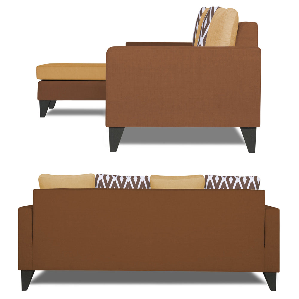 Adorn India Beetle Rhombus L Shape 5 Seater Sofa Set LHS (Brown & Beige) (3 Year Warranty)