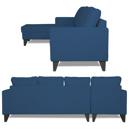 Adorn India Hallton Plain L Shape 6 Seater Sofa Set LHS (Blue) (3 Year Warranty)