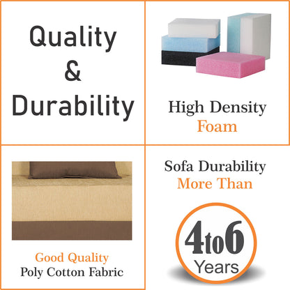 Adorn India Easy Desmond 3 Seater Sofa Cum Bed 5 X 6 (Brown & Beige) (1 Year Warranty)