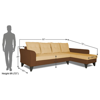 Adorn India Maddox Tufted L Shape 6 Seater Sofa Set RHS (Brown & Beige) (3 Year Warranty)