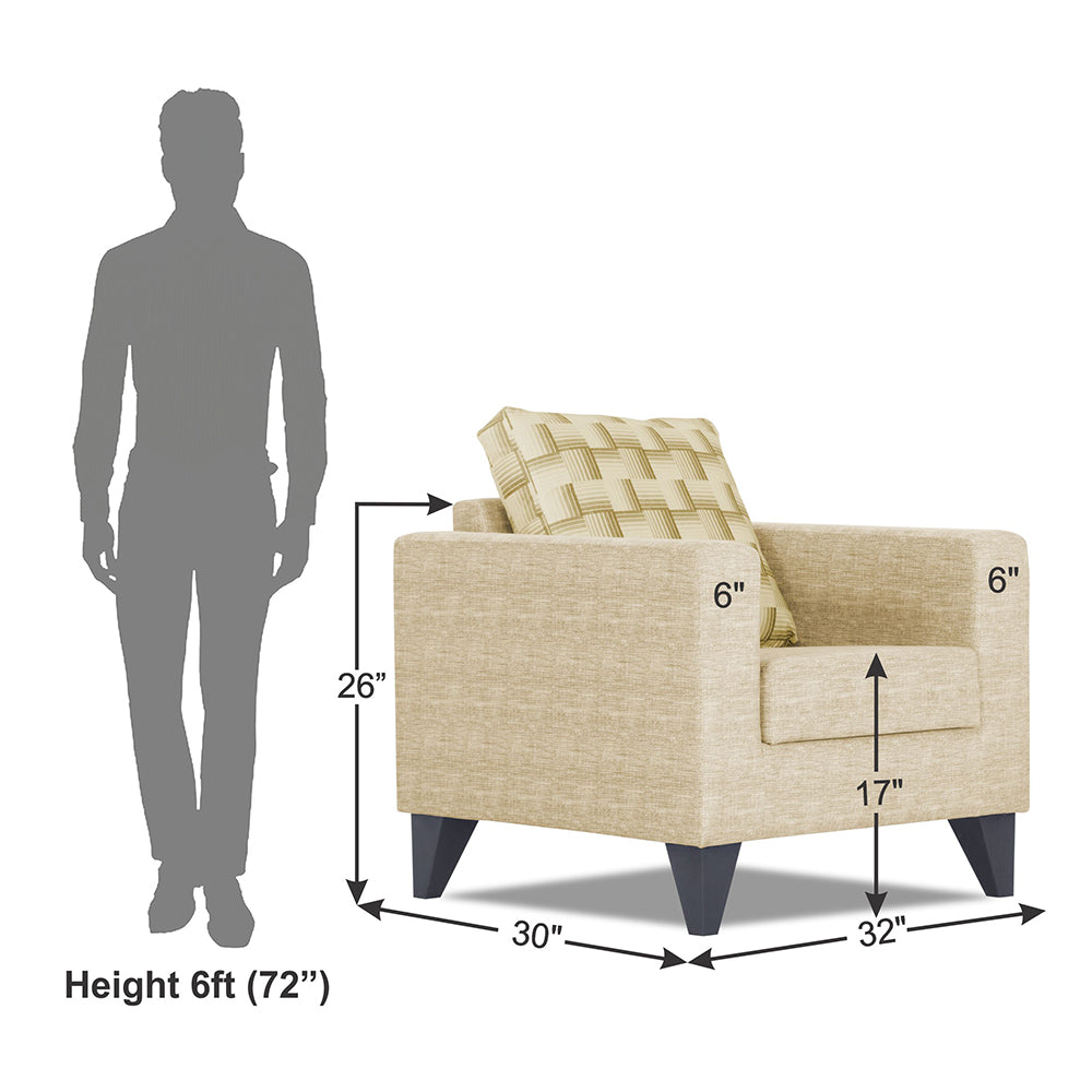 Adorn India Straight line Plus Bricks 1 Seater Sofa (Beige) (3 Year Warranty)