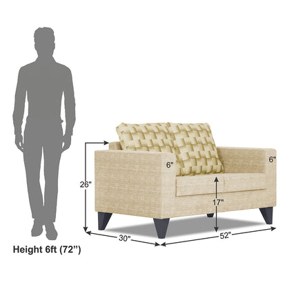Adorn India Straight line Plus Bricks 2 Seater Sofa (Beige)(3 Year Warranty)