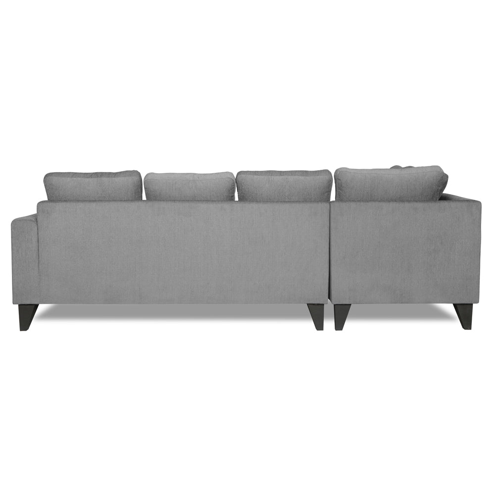 Adorn India Bryson L Shape 6 Seater Sofa Set Plain (Left Hand Side) (Grey) (3 Year Warranty)