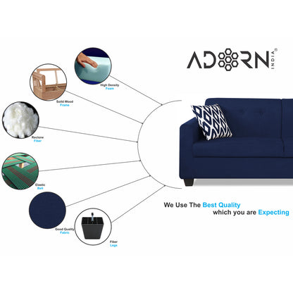 Adorn India Blazer Plus 3 Seater Sofa (Blue)