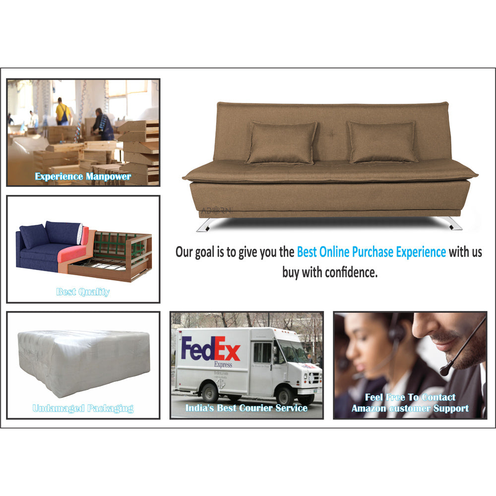 Adorn India Arden 4 Seater Sofa Cum Bed 4 x 6 (Camel) (3 Year Warranty)