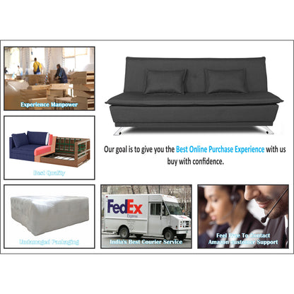 Adorn India Arden 4 Seater Sofa Cum Bed 4 x 6 (Dark Grey) (3 Year Warranty)