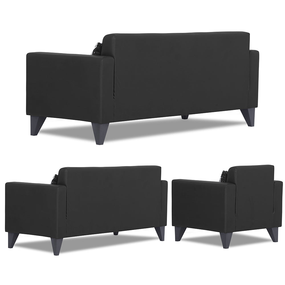 Adorn India Bladen Leatherette 3+2+1 6 Seater Sofa Set (Black)