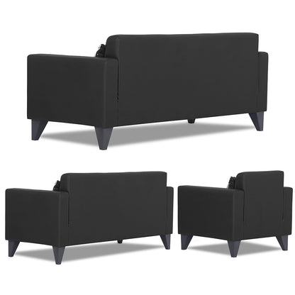 Adorn India Bladen Leatherette 3+2+1 6 Seater Sofa Set (Black)