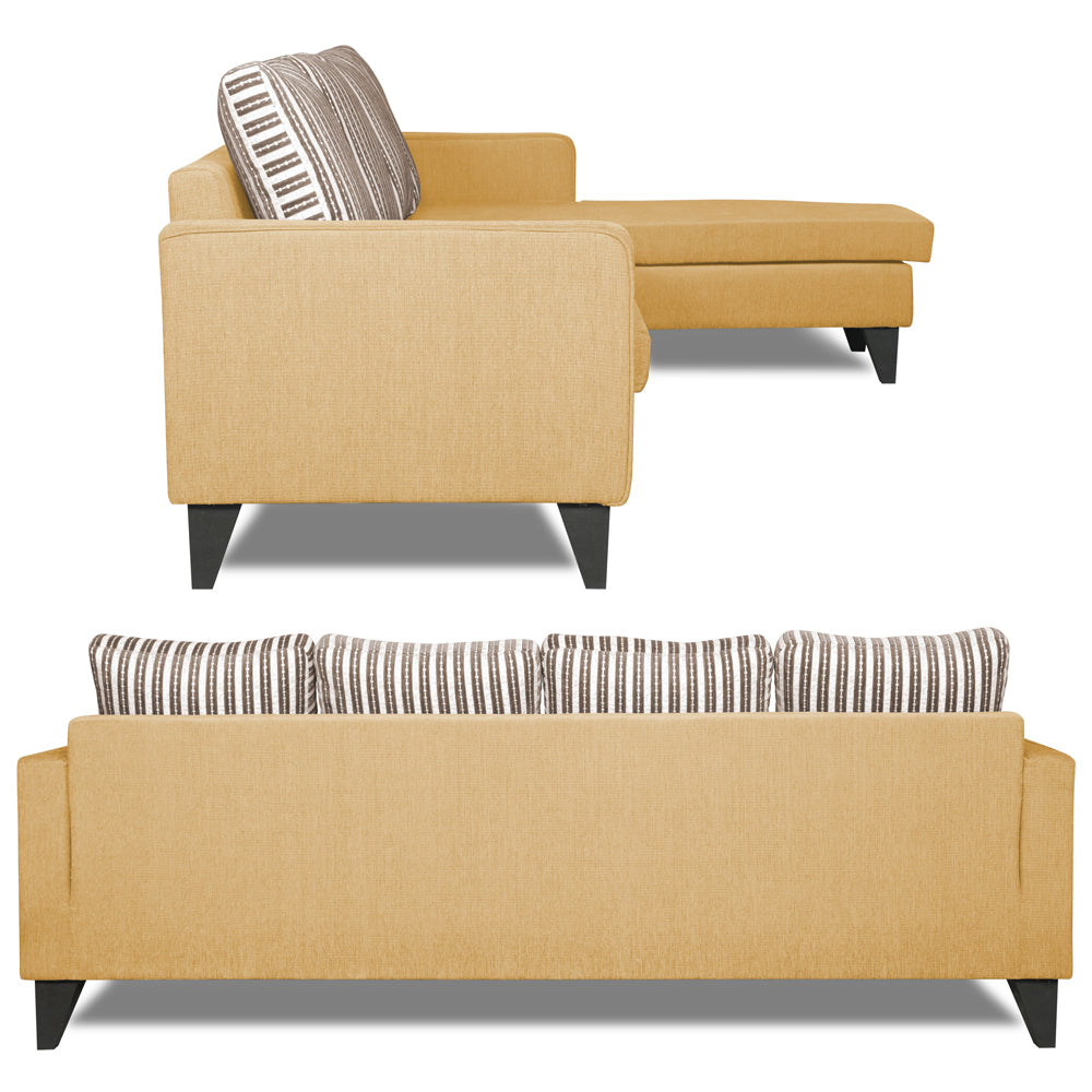 Adorn India Chandler Stripes L Shape 5 Seater Sofa Set RHS (Beige) (3 Year Warranty)