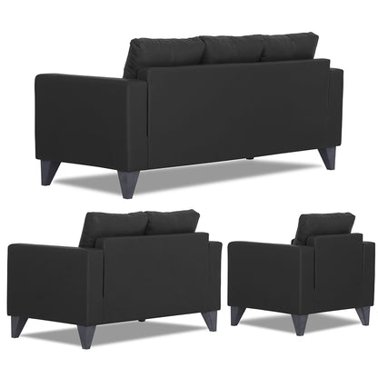 Adorn India Straight line Plus Leatherette 3+2+1 6 Seater Sofa Set (Black) (3 Year Warranty)