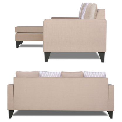 Adorn India Beetle Rhombus L Shape 5 Seater Sofa Set LHS (Beige) (3 Year Warranty)