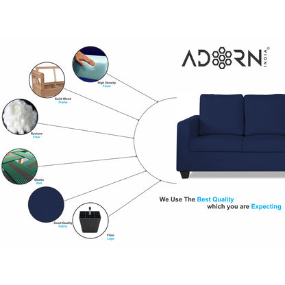 Adorn India Russell 3-1-1 Five Seater Sofa Set (Blue, Wood)