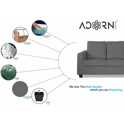 Adorn India Wood Russell 3-1-1 Five Seater Sofa Set (Grey)