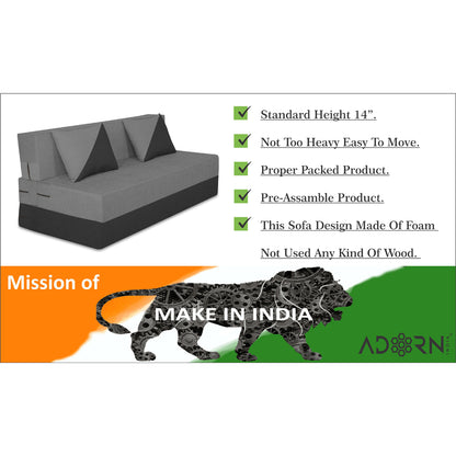 Adorn India Easy Desmond 4 Seater Sofa Cum Bed 6 X 6 (Grey & Black) (1 Year Warranty)