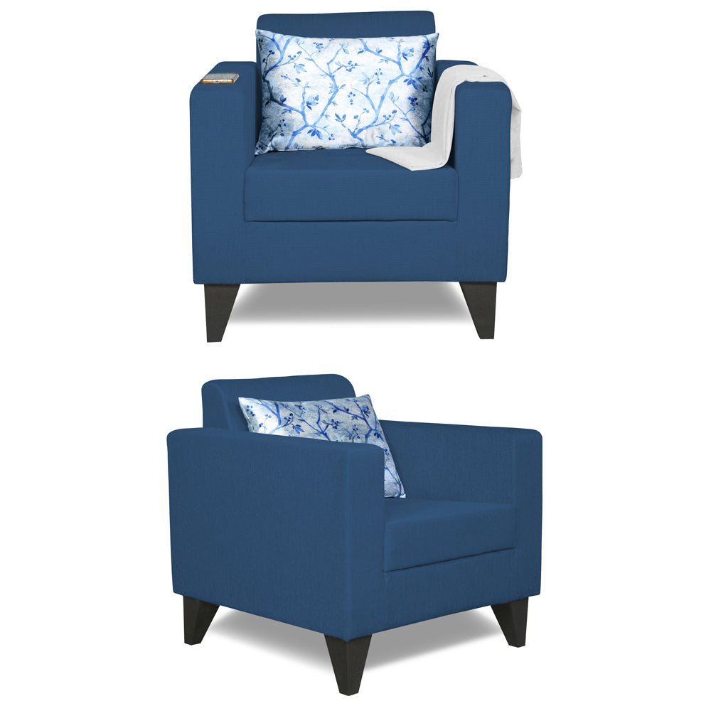 Adorn India Bladen 3-2-1 Six Seater Sofa Set (Blue)