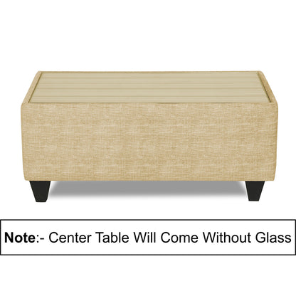 Adorn India Lawson Stripes 3+2 5 Seater Sofa Set with Centre Table (Beige)
