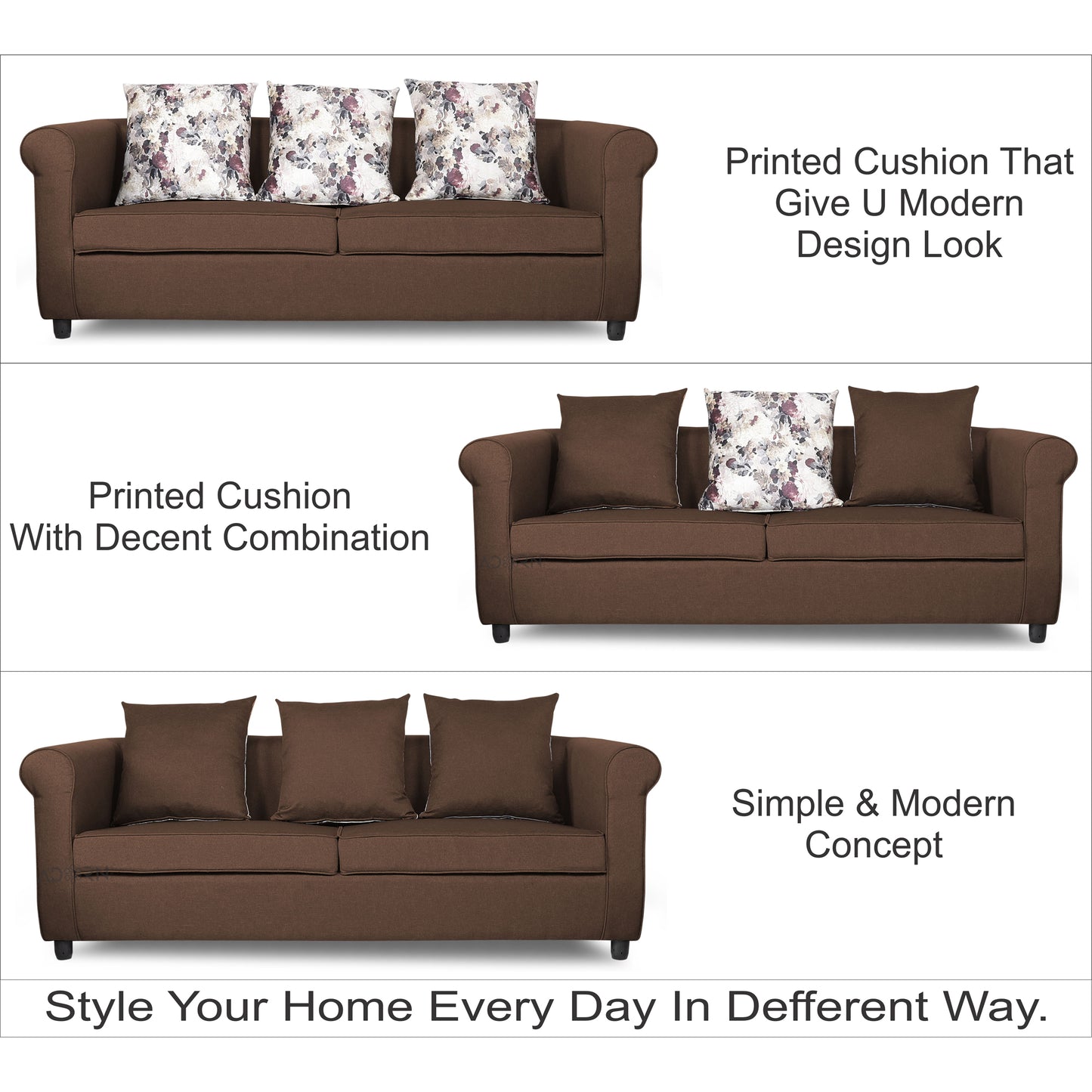 Adorn India Magnum 3-1-1 Sofa Set (Brown)