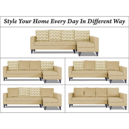 Adorn India Beetle Plus Bricks L Shape 6 Seater Sofa Set (Right Hand Side) (Beige) (3 Year Warranty)