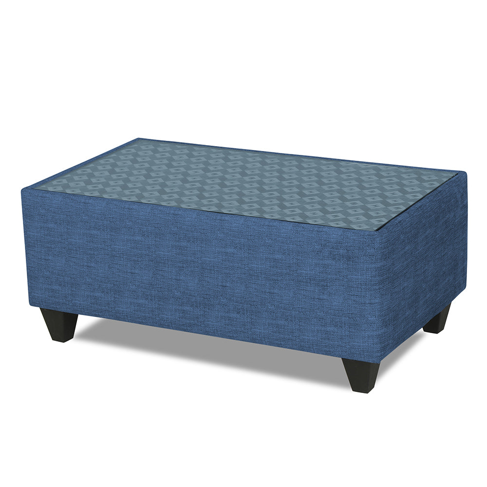 Adorn India Tornado Bricks 3+2+1 6 Seater Sofa Set with Centre Table (Blue)