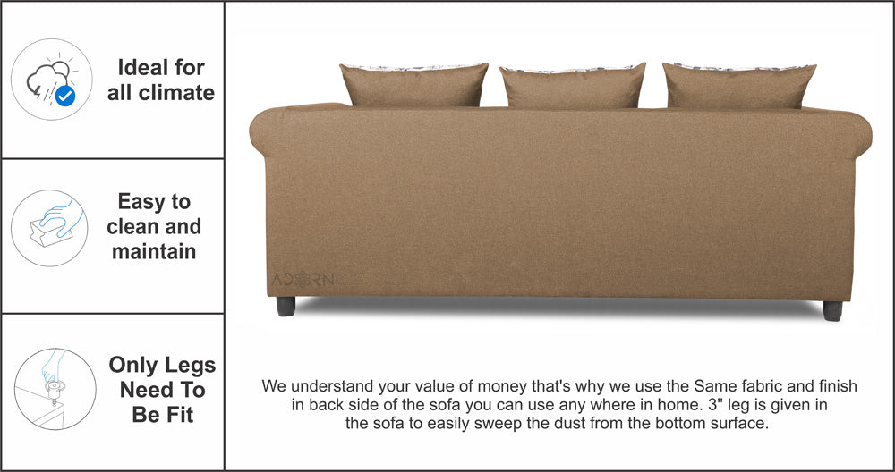 Adorn India Magnum 3 Seater Sofa (Camel)