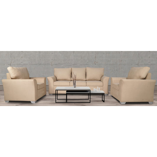 Adorn India Alexia Five Seater Sofa Set 3-1-1 (Beige)