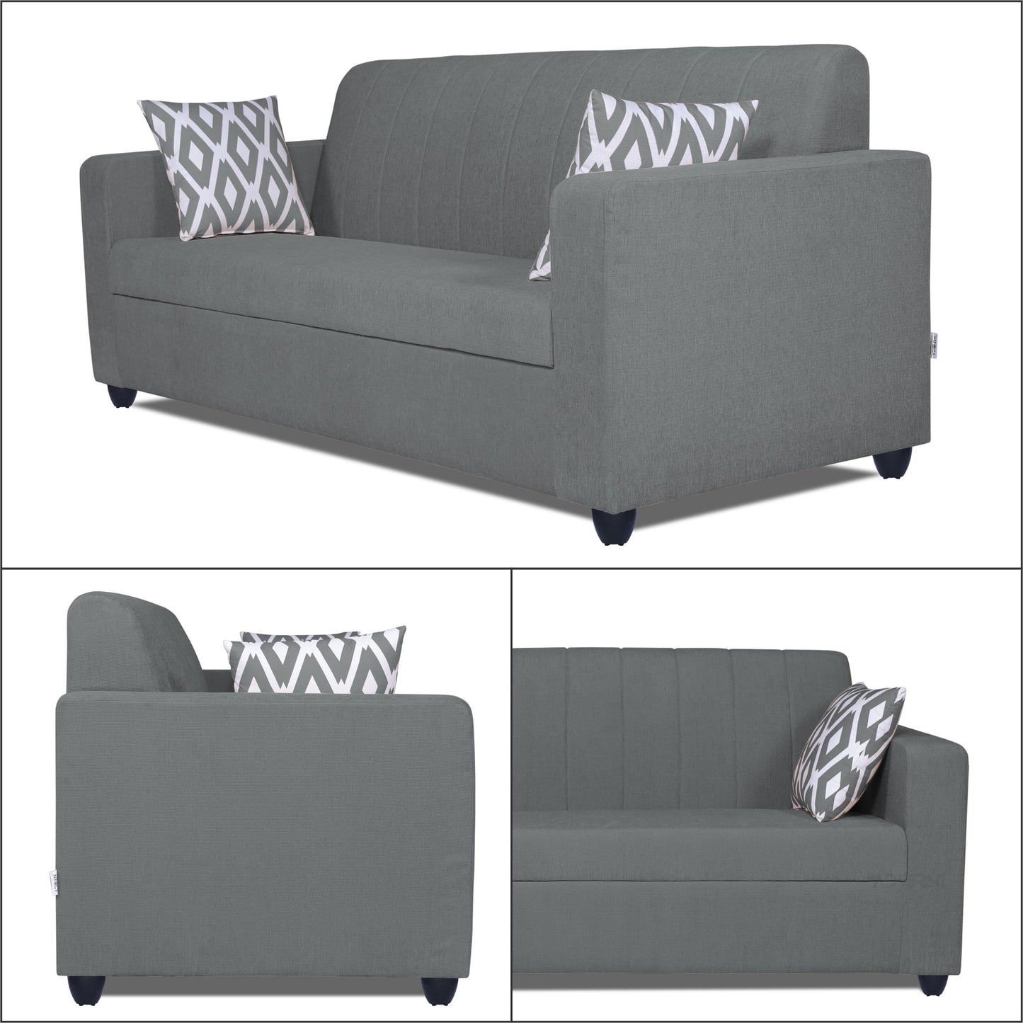 Adorn India Rio HighBack 3+1+1 5 Seater Sofa Set (Grey) (3 Year Warranty)