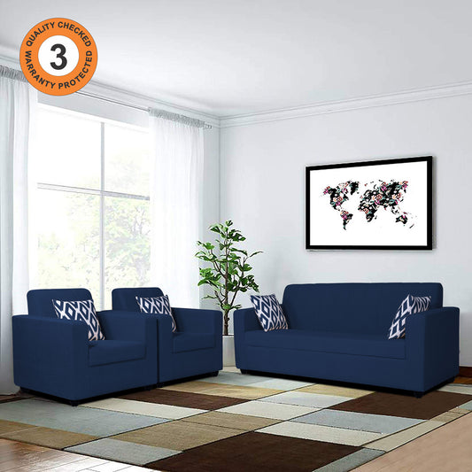 Adorn India Rio HighBack 3+1+1 5 Seater Sofa Set (Blue) (3 Year Warranty)