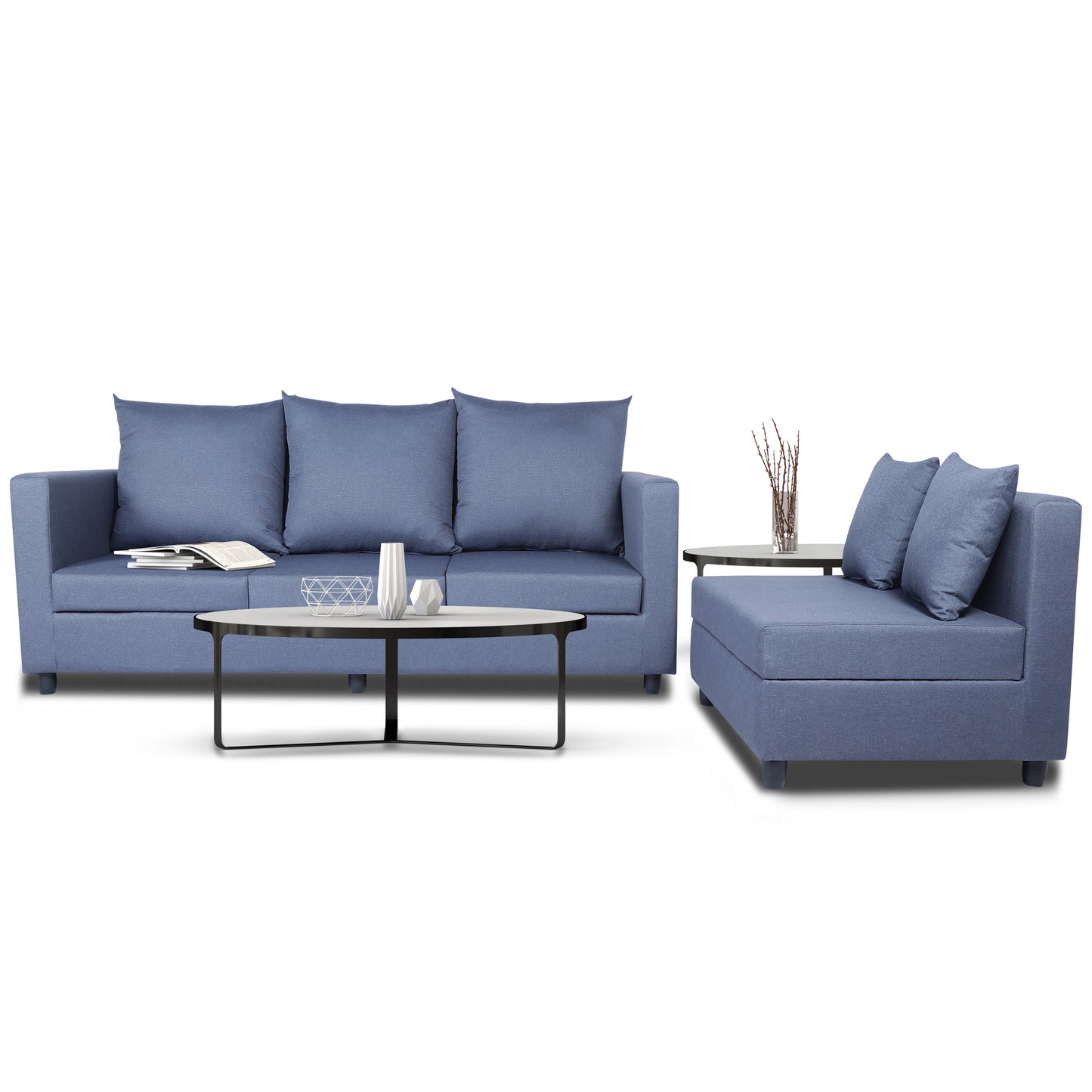Adorn India New Straight Line Modular 5 Seater Sofa Set (Dark Grey)