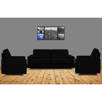 Adorn India Straight line 3+1+1 Seater Sofa Set(Black)