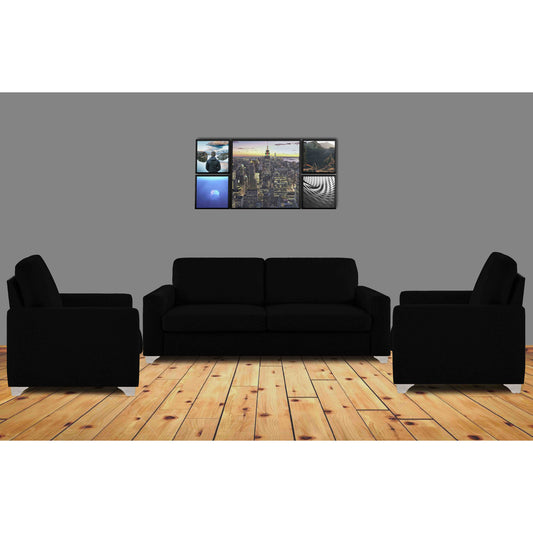 Adorn India Straight line 3+1+1 Seater Sofa Set(Black)