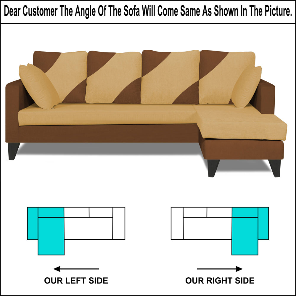 Adorn India Denver L Shape 5 Seater Sofa Set RHS (Brown & Beige) (3 Year Warranty)