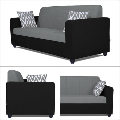 Adorn India Rio Highback 3 Seater Sofa(Black & Grey) (3 Year Warranty)
