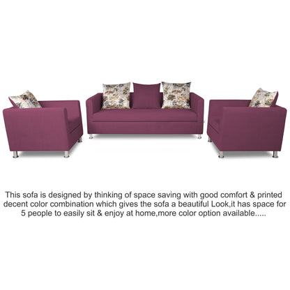 Adorn India Sal Alita 3-1-1 Compact 5 Seater Sofa Set (Light Purple)
