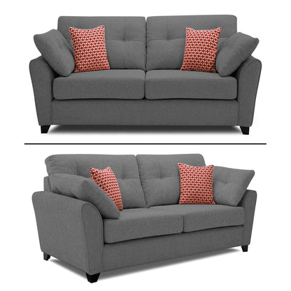 Adorn India Moris 3+2+1 6 Seater Fabric Sofa Set (Grey) (3 Year Warranty)