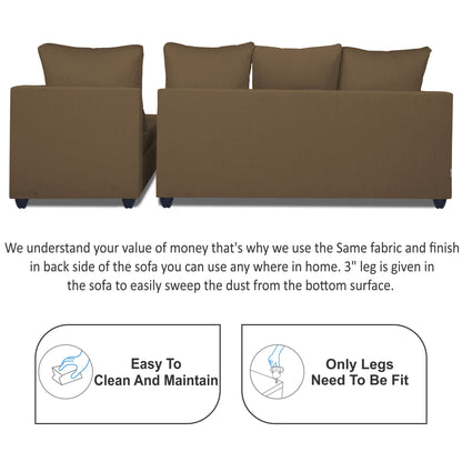 Adorn India Zink Straight line L Shape 6 Seater Sofa Plain Cushion(Camel)
