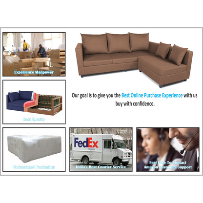 Adorn India New Straight Line Modular 5 Seater Sofa Set (Camel)