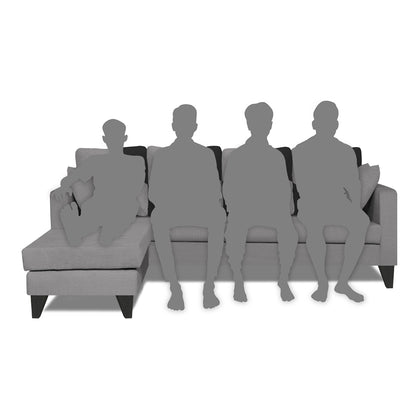 Adorn India Denver L Shape 5 Seater Sofa Set LHS (Grey) (3 Year Warranty)