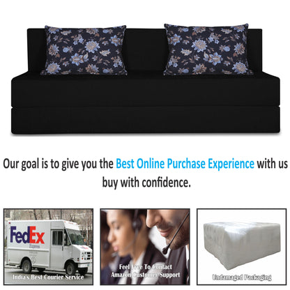 Adorn India Easy Three Seater Sofa Cum Bed Floral '6 x 6' (Black)(1 Year Warranty)